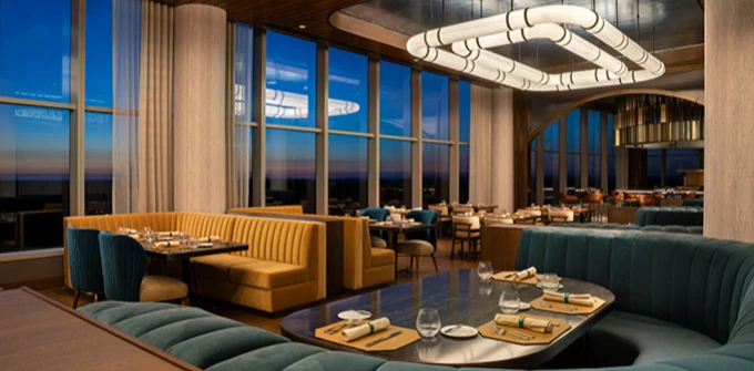 Interior seating area at Salt restaurant at Turning Stone